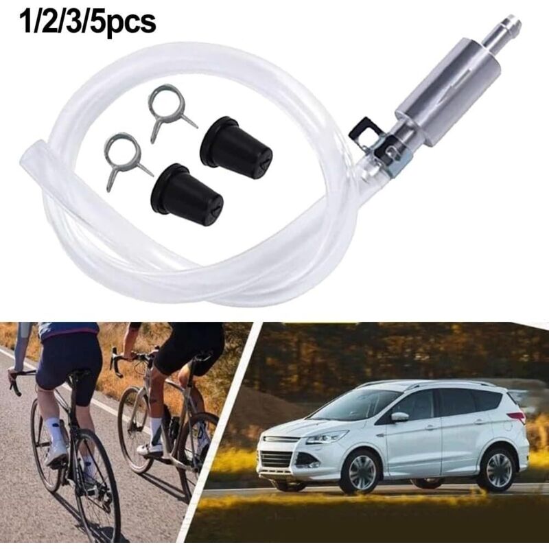 Brake Bleed Tool Set with Check Valve and Metal Hose Clamps Compatible with Vehicle Hydraulic Brake Systems Silver