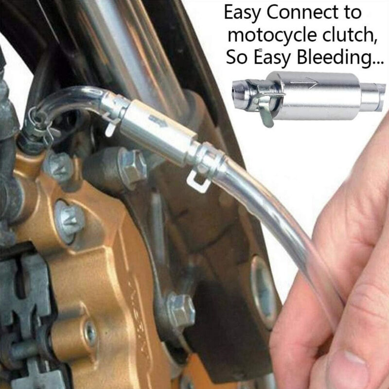 Brake Bleed Tool Set with Check Valve and Metal Hose Clamps Compatible with Vehicle Hydraulic Brake Systems Silver