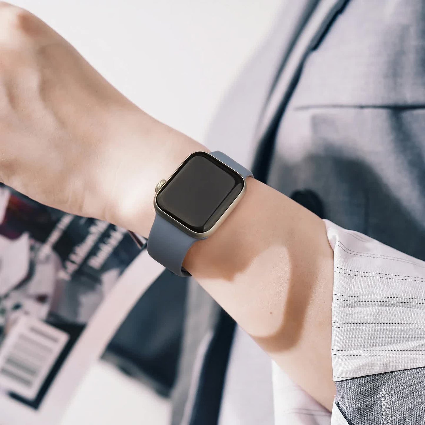 Soft Silicone Band for Compatible with Apple Watch Series 8 7 6 5 4 3 SE and Ultra, Apple, Smoky Purple, 38mm 40mm 41mm 42mm 44mm 45mm 49mm