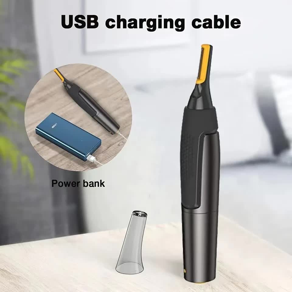 Electric Nose Hair Trimmer Men Portable USB Charging Waterproof Safe Clean Ultra-thin Precision and Ear Trimmer
