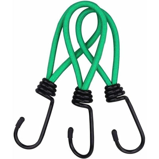 Rubber Straps with Hooks 16 Pieces Green, for Camping Tents, Tarpaulins, and Awnings