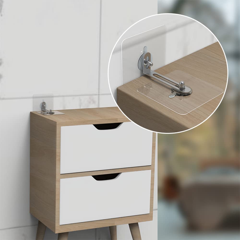 6 Pcs Furniture Wall Anchors Kit, Anti-Tip No-Drill Installation for Shelf and Furniture Safety, Compatible with Various Brands