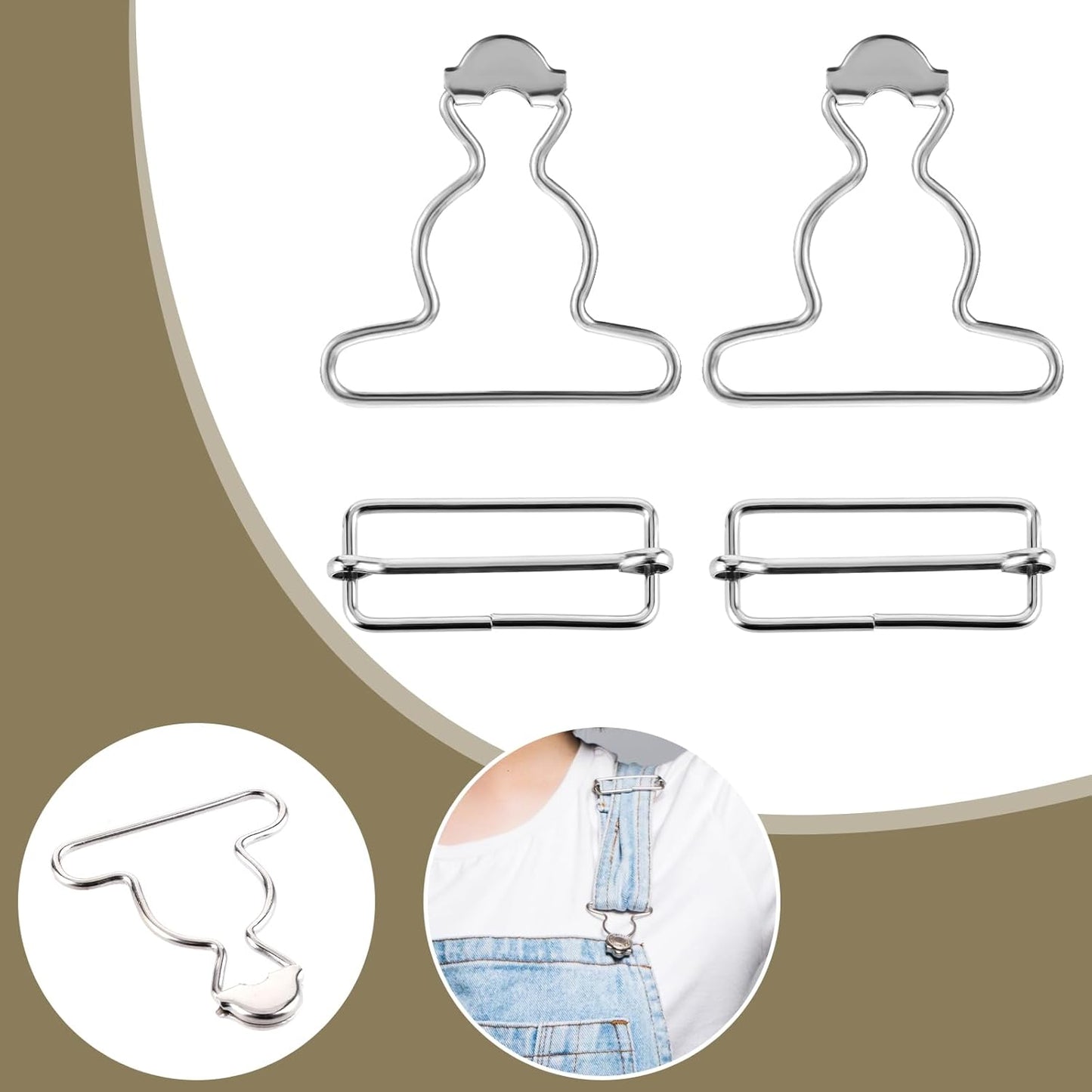 2PCS Jean Overalls Overall Buckles Adjustable Bib Clips No-Sew Button for Overall Bib Pants overalls Jeans Jacket