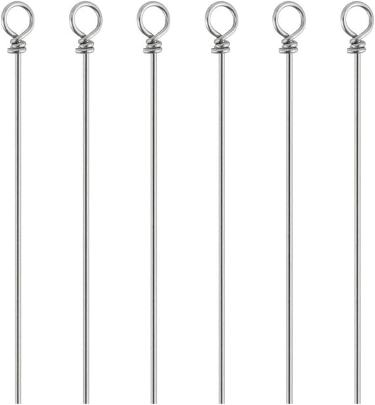 Pack of 100 Bass Fishing Spinner Shaft Looped Stainless Steel Wire Lure Making