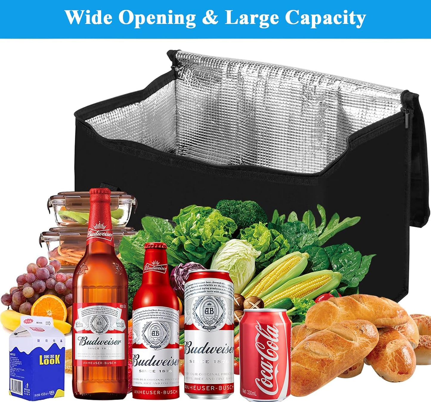 40L Soft Cooler Bag - Large Insulated Picnic Bag, Thermal Food Delivery Grocery Bag