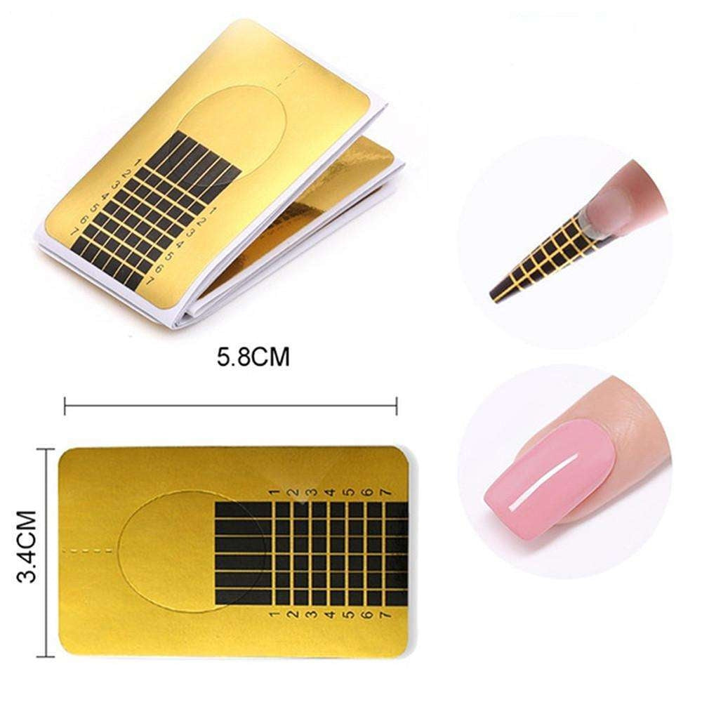 Gold Nail Templates 500 pcs Nail Forms - Compatible with Professional Nail Art