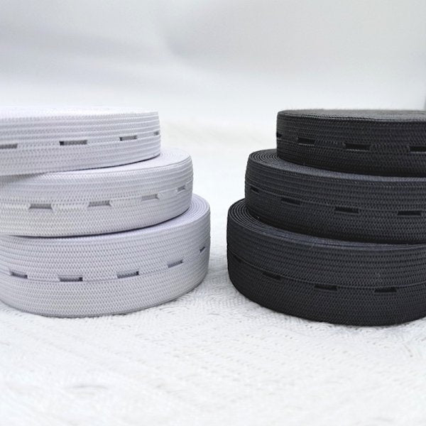 Elastic Buttonhole Tape, 2.5cm Width Black Elastic Band