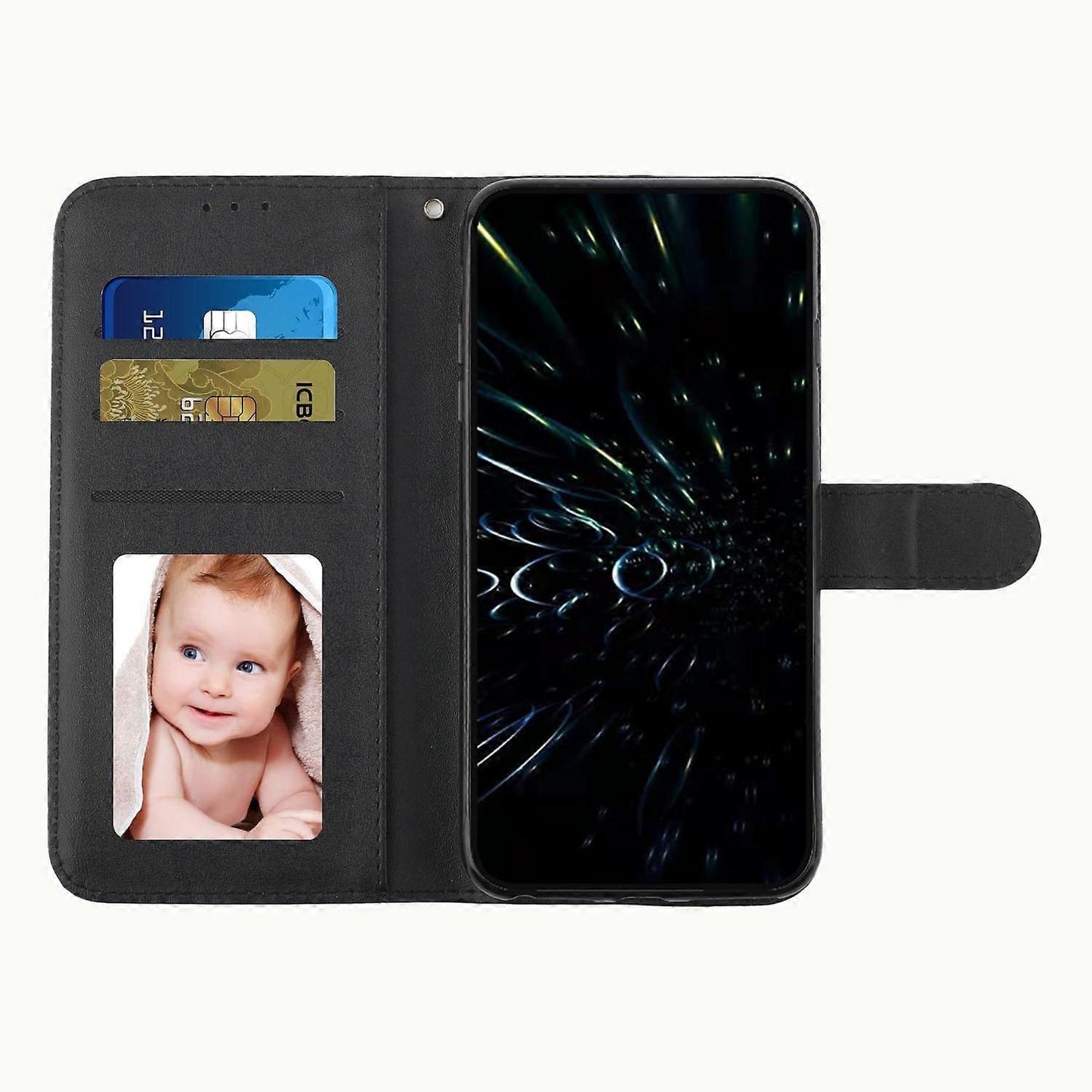 Stitched Calfskin Case for Redmi 14C 4G (FMY) Black_yux Black