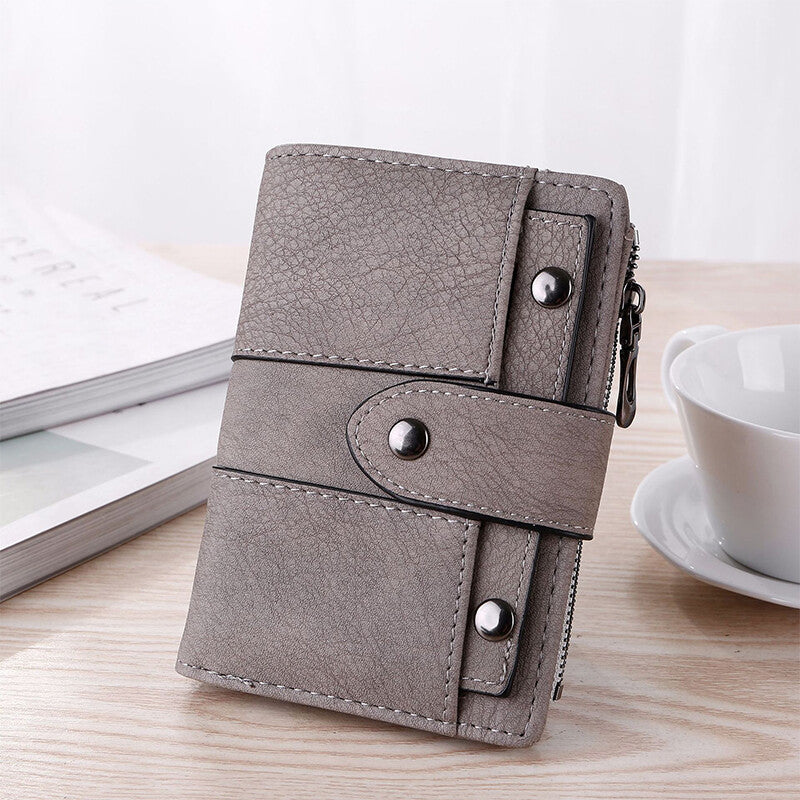 Trendy Foldable Leather Card Holder Wallet Light Green for Women