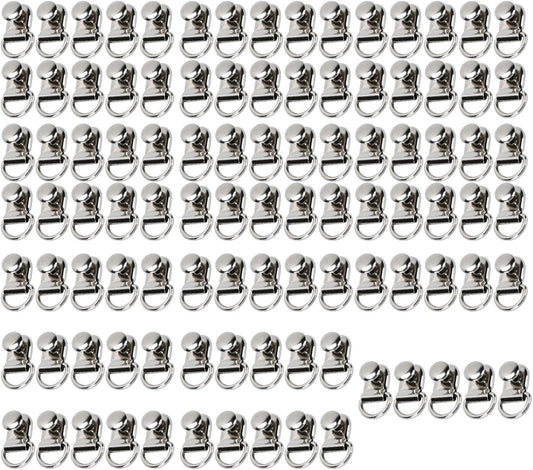 100 Sets D Ring Shoelace Buckle, Brass Metal Boot Lace Hooks Eyelet Repair Kit Bag Rivet Tool For Shoe Leather Diy Craft Boot Silver 9x14mm
