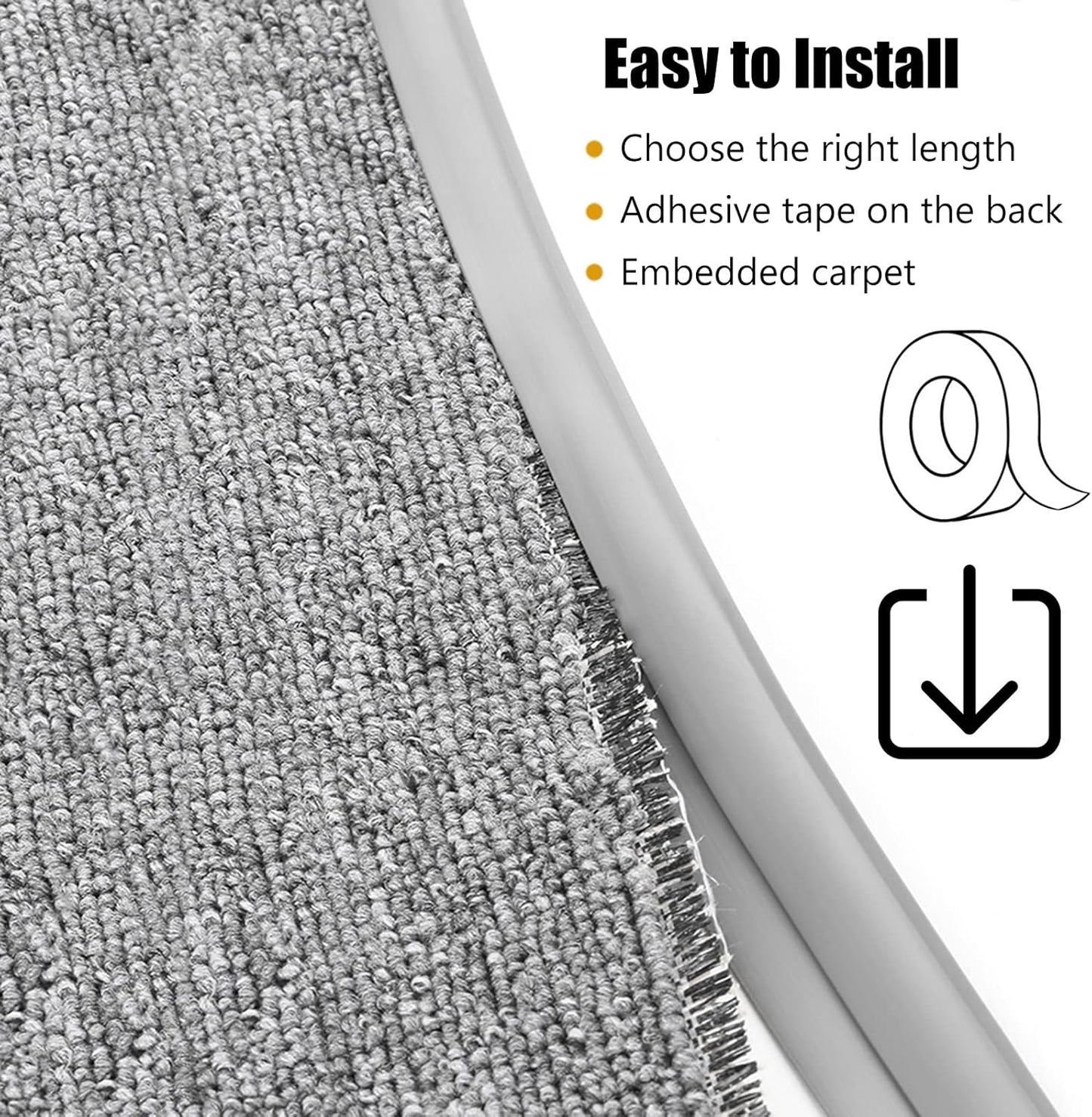 Carpet Edge Binding Trim, Self Adhesive Grey Floor Transition Strip/Rugs Edging Bar for Indoor Doormat Protect, Flexible PVC Seal Molding for Robot Vacuum Cleaner (1050cm (34.4ft))