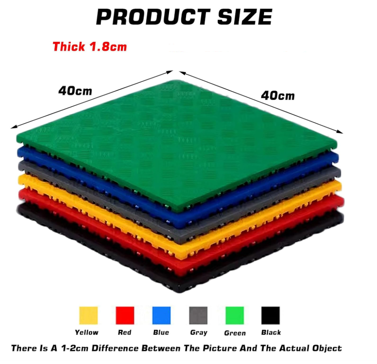 1.8 cm thick plastic interlocking floor tiles/grilles for car wash bays and car detailing shops - plastic divider mats - green （1pc）