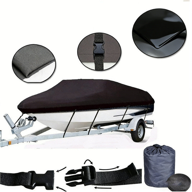 12-14ft Boat Cover Trailerable Marine Grade 600D Black