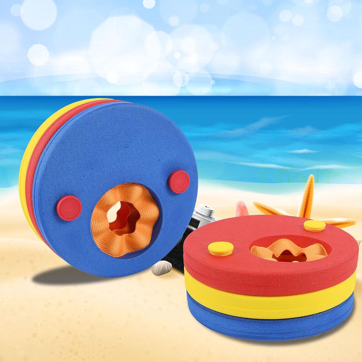 Children's Swimming Rings - Colorful swimming rings - Suitable for children from 3 to 14 years old who are just starting to learn to swim - Recommended swimming ring weight is 15 to 30 kg - Three colors per pair