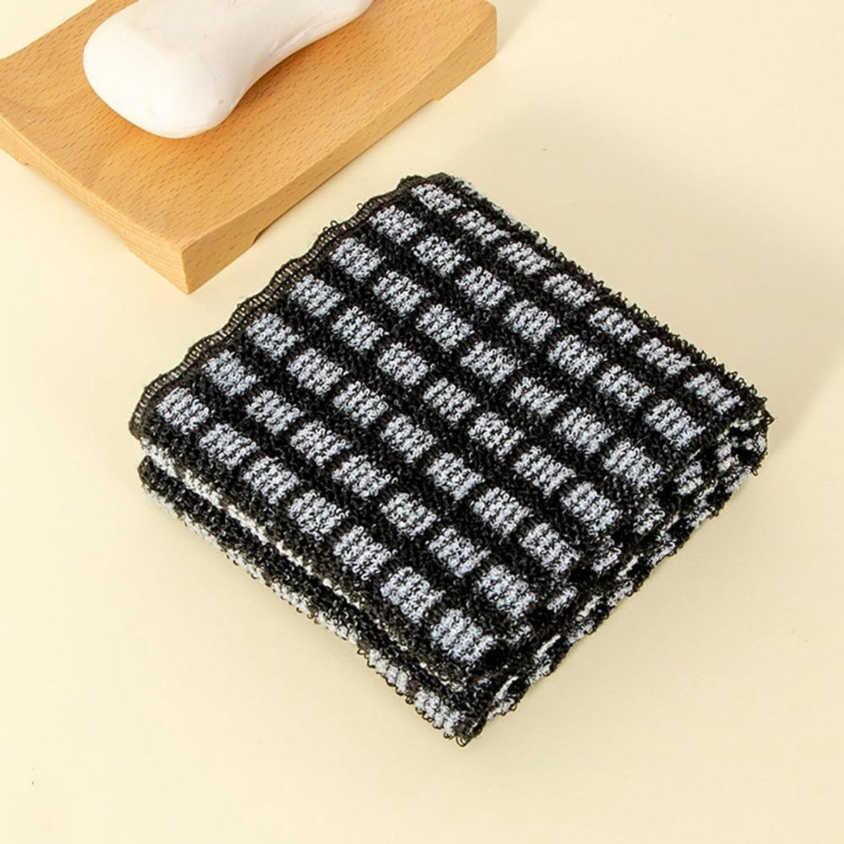 Back Scrubber Set | 2-Piece Exfoliating Shower Towel | Extra Long Exfoliating Washcloth for Men and Women - Scrub Cloth for Body Cleansing and Massage (Black-B)