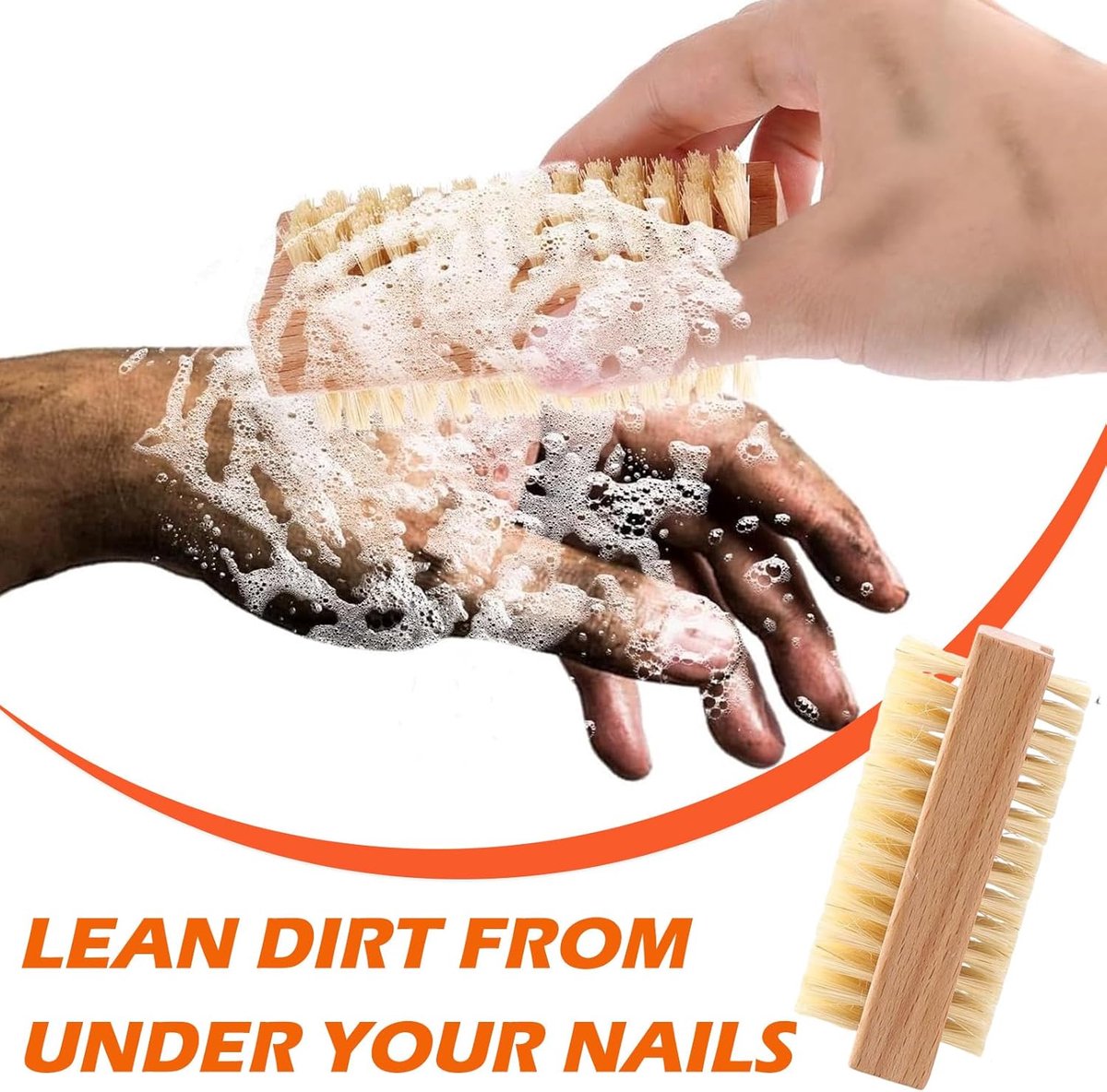 Nail Brushes - 3-Pack - Double-Sided - Nail Brushes for Cleaning Nails - Portable Nail Brushes with Wooden Handles - Suitable for Daily Hygiene, Travel and Pet Care