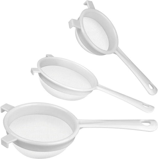Filter - Strainer - Strainer Set - Strainer Set - Three-Piece Strainer Set with Handles - Kitchen Strainer - Milk Strainer - Suitable for Camellia Milk Tea (3, 4, 5.5 inches)