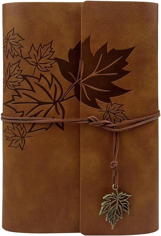 Notebook - Unisex Journal - Leather Sketchbook - Classic Spiral Binding - Travel Journal - Includes Unprinted Kraft Paper - Replaceable Inserts, Ideal Gift (Brown, A6 Paper)