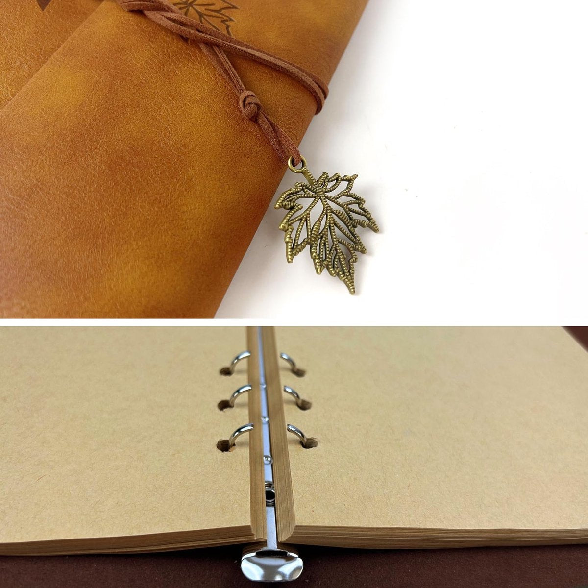 Notebook - Unisex Journal - Leather Sketchbook - Classic Spiral Binding - Travel Journal - Includes Unprinted Kraft Paper - Replaceable Inserts, Ideal Gift (Brown, A6 Paper)