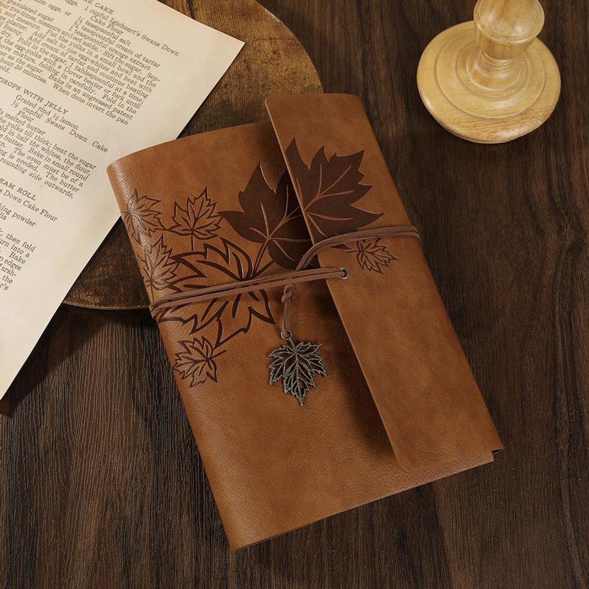 Notebook - Unisex Journal - Leather Sketchbook - Classic Spiral Binding - Travel Journal - Includes Unprinted Kraft Paper - Replaceable Inserts, Ideal Gift (Brown, A6 Paper)