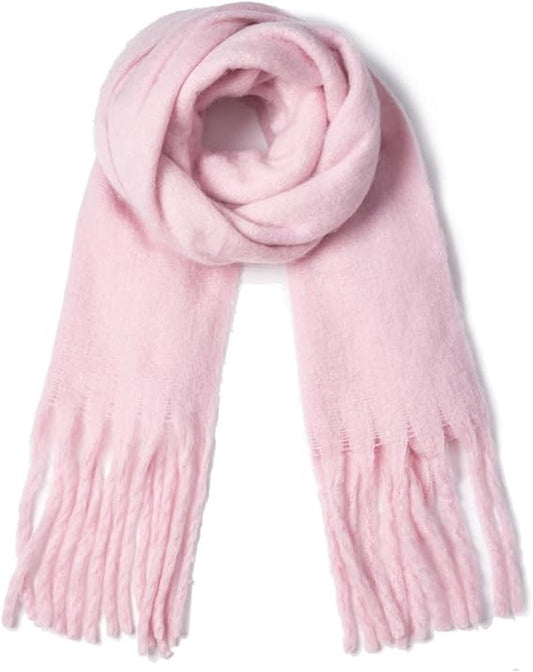 Scarf - Women's Winter Scarf - Warm and Thick Knitted Checked Scarf - Blanket Scarf - Stylish Gift - A Gift for Her (Pink)