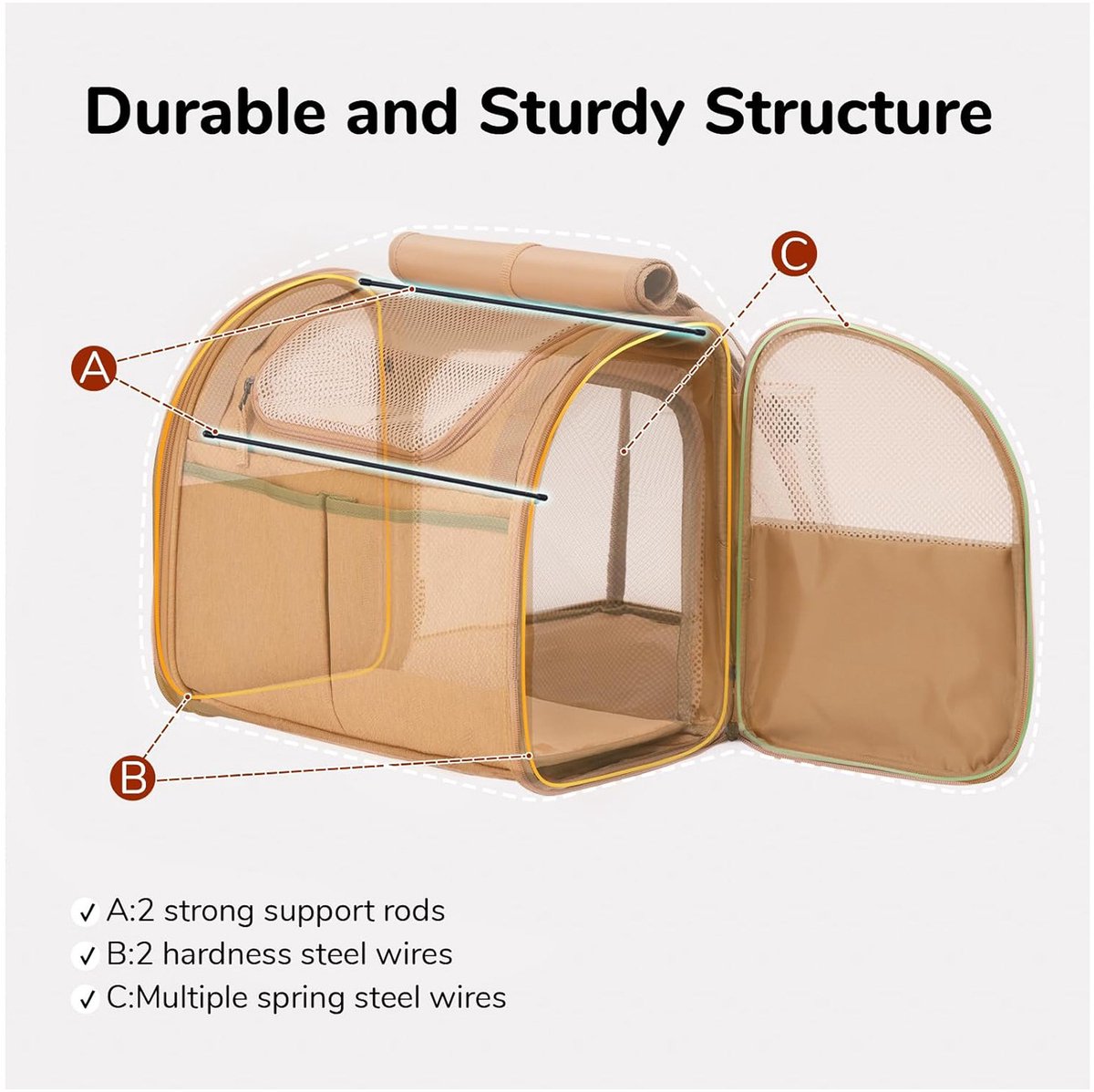 Travel Basket for Cats and Dogs - Carrier for Cats and Dogs - Travel Bag for Cats and Dogs - Dog Carrier - Cat Carrier - up to 10 lbs - brown