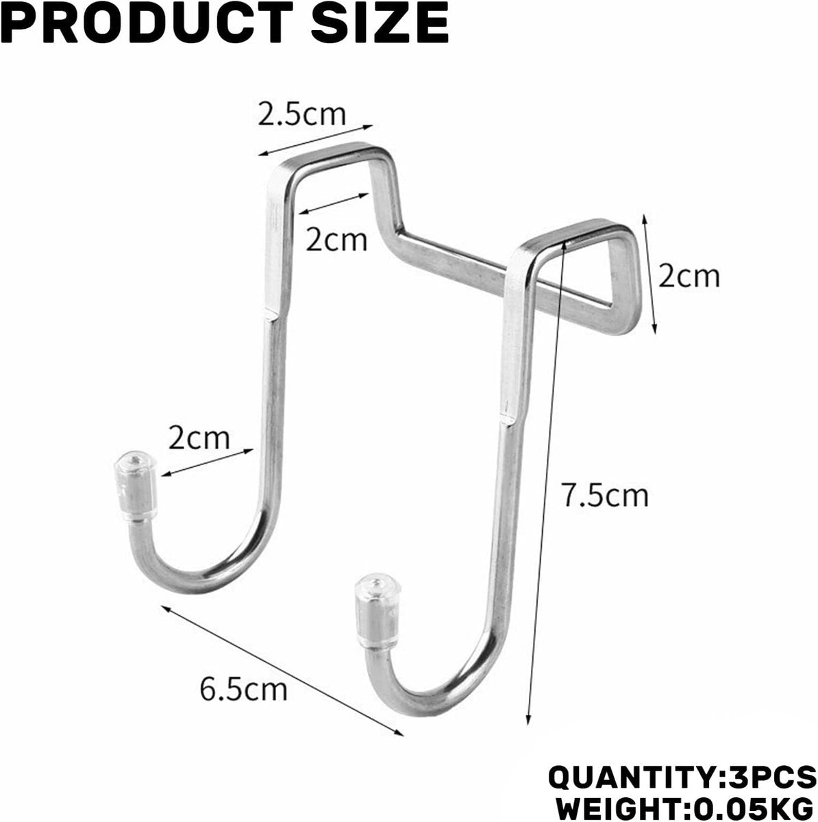 3-pack - Stainless steel - S-hooks - Clothes hangers with double hooks - Suitable for kitchens, bathrooms, dormitories - For hanging coats, towels and clothes (silver)