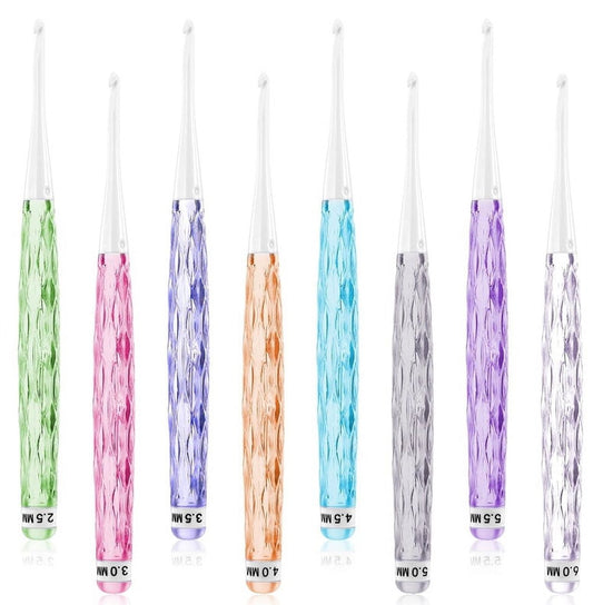 8-piece crochet hook set - crochet hook set with straight shaft - non-slip crochet hook grip - ergonomic knitting needles