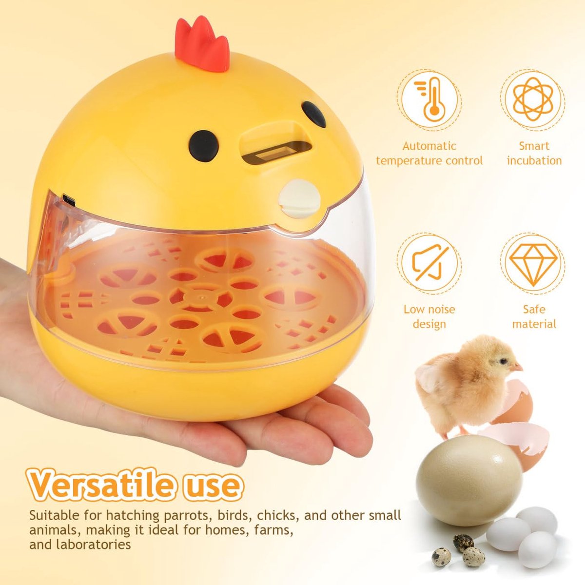 Incubator - Egg incubator | Incubator with a capacity of 4 eggs - with automatic temperature and humidity control - suitable for hatching eggs of chickens, ducks, geese, quails, parrots and other poultry