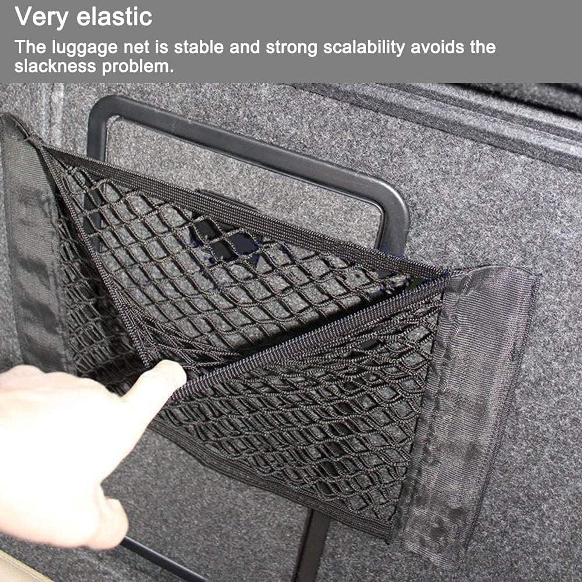 Car Trunk Storage Net (2-Pack) - Storage Bag 50*25cm - With Velcro - Car Seat Storage Net - Universal Net Bag for SUVs, Sedans and Trucks - Suitable for storing mobile phone accessories, water bottles