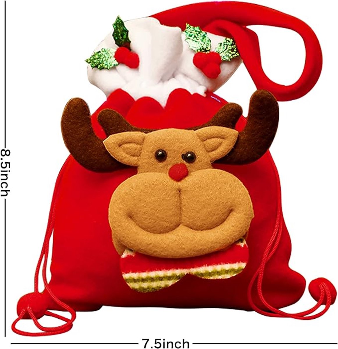 Christmas Gift Bags - Set of 4 - Velvet Material - Candy Bags for Kids - Christmas Apple Bags - Reusable Christmas Gift Bags - Party Bags - 20*20cm