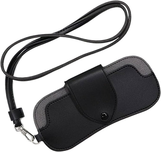 Portable Sunglasses Case - Glasses Case with Neck Strap - Dimensions: 16.5 x 7.4 x 0.9 cm - Compact and Durable Design - Perfect for Hiking, Camping and Traveling - Black
