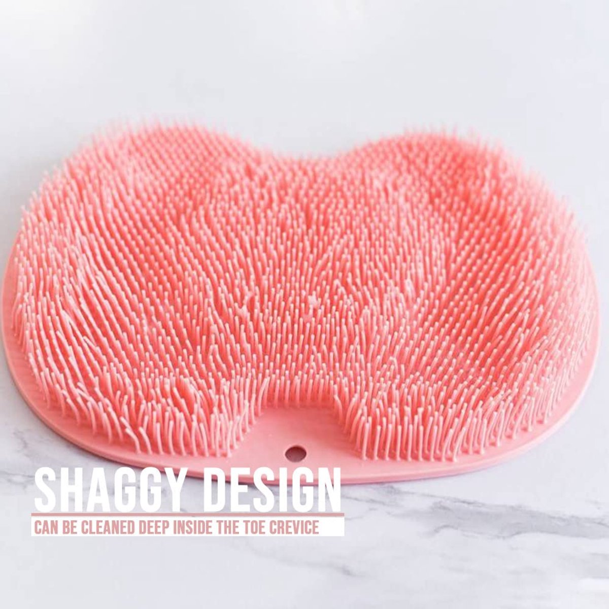 Shower Mat - Non-Slip Bath Mat - Foot Cleansing Pad, Back Scrub Pad, Exfoliating Bath Scrub Pad, Non-Slip Wall Suction Cup - Suitable for Men and Women (Pink)