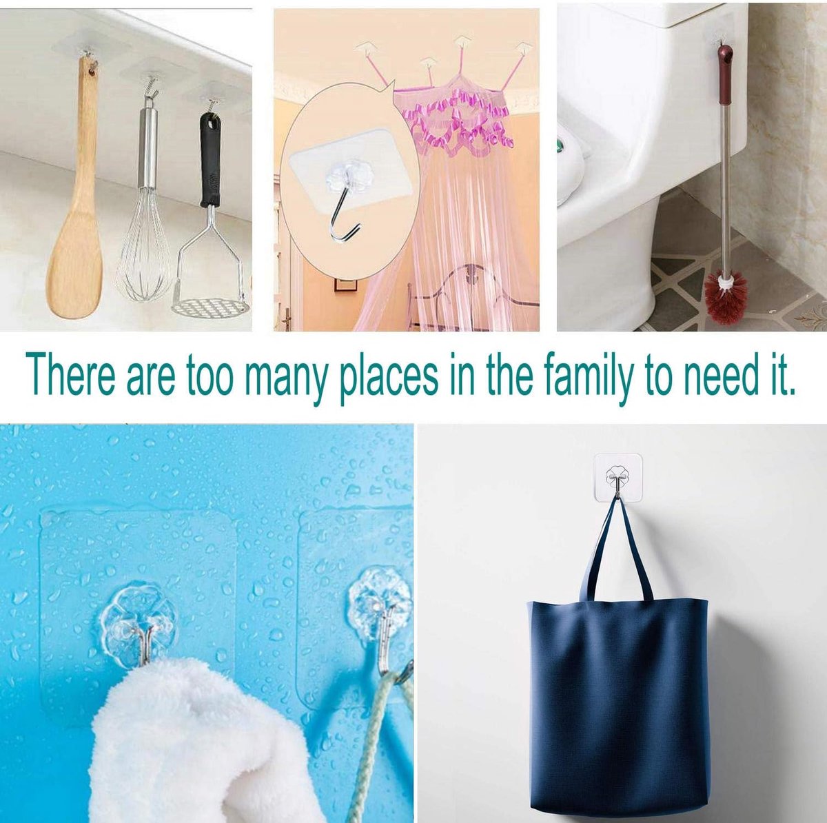 Self-adhesive hooks - transparent - waterproof - self-adhesive wall hooks - suitable for keys - bathroom, shower, outdoor, kitchen, door - practical pack of 24
