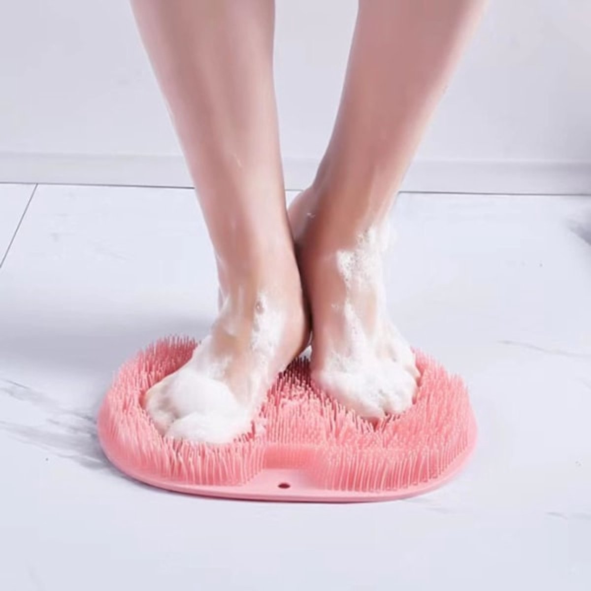 Bathroom Scrubber Mat - Non-Slip Silicone Massage Mat - Shower Back Scrubber - Massage Mat with Non-Slip Suction Cups - Exfoliating Bathroom Mat Pink