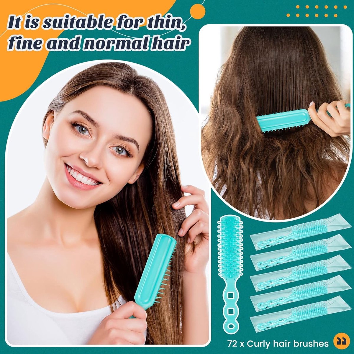 72 pcs Bulk Hair Brushes - Hair Brush Bulk Nylon Brush with Ventilated Hair Brush - For Curly Hair, Wavy Hair, Blow-Drying, Parting, Styling, Detangling Hair - Suitable for Travel, Home, Hotel