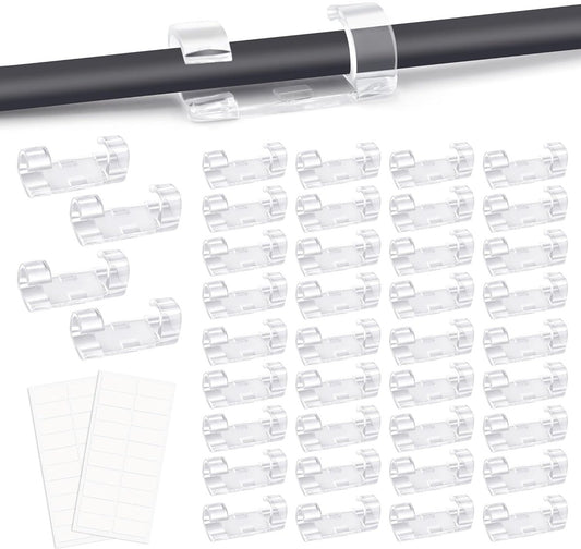 Transparent Cable Clips Self-Adhesive – Cable Organizer – 120 pieces – Cable Tray – Cable Ties – Cable Lock – Desk Organizers – Organizer – Cable Trays – Cable Management – Clips – Ties