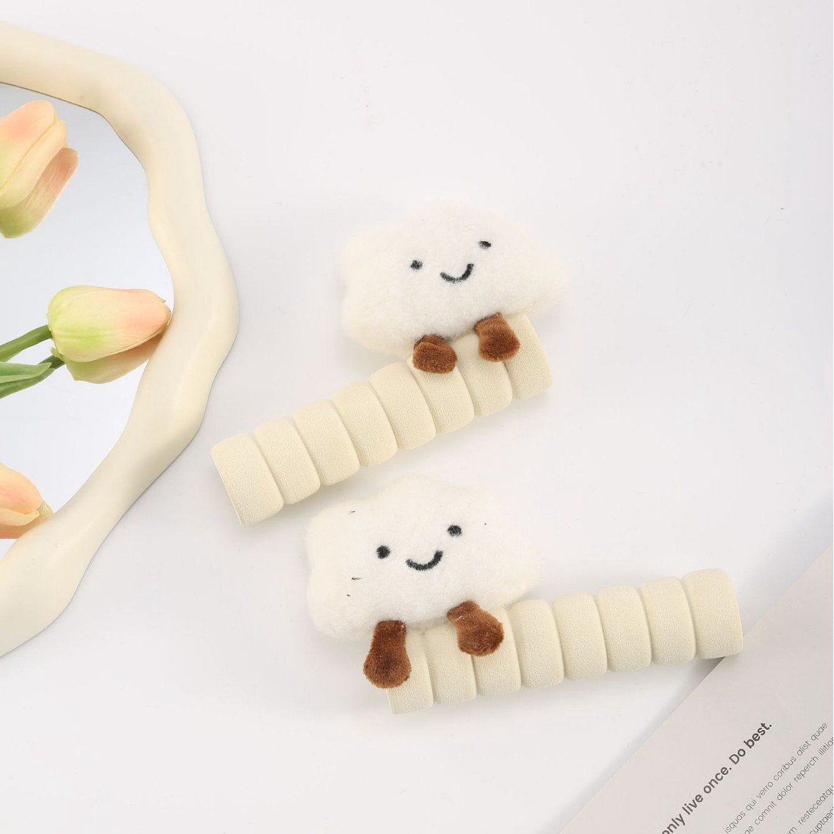 Protective Cover - Set of Two - Cute Cloud-Shaped Door Handle Gloves - Decorative Door Handle Protector Cover - Door Accessories (White)