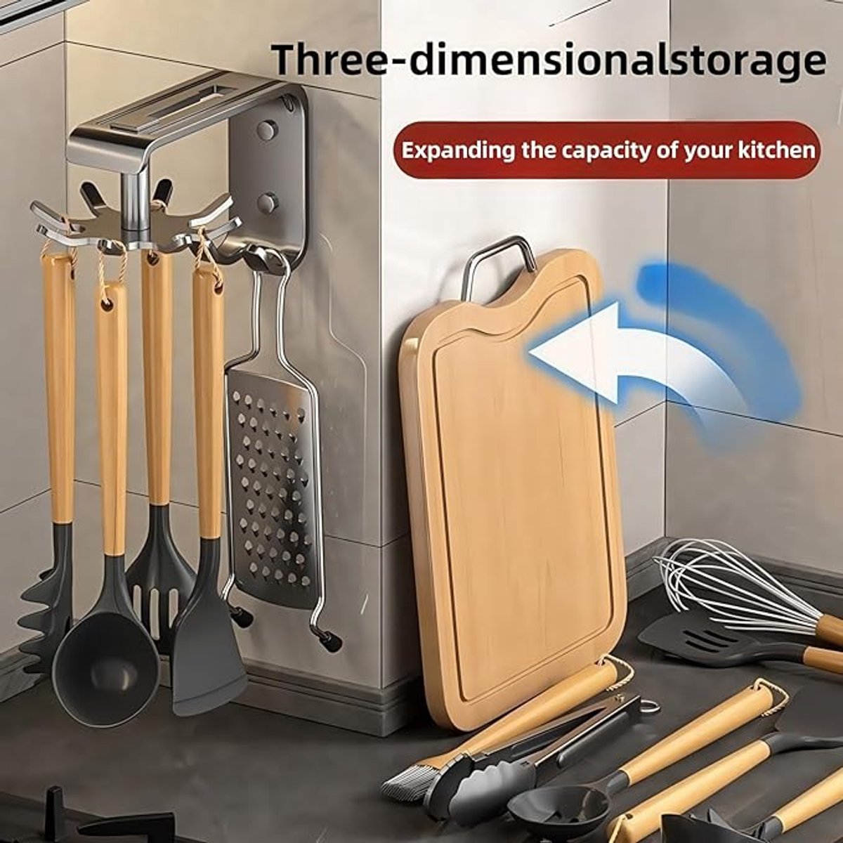 Kitchen Utensils - 2-Piece Hook - Cabinet Hook - Room Hook - Storage - Kitchen Storage - Suitable for Bathroom/Balcony/Bedroom/Knives/Tools/Towels (Black)