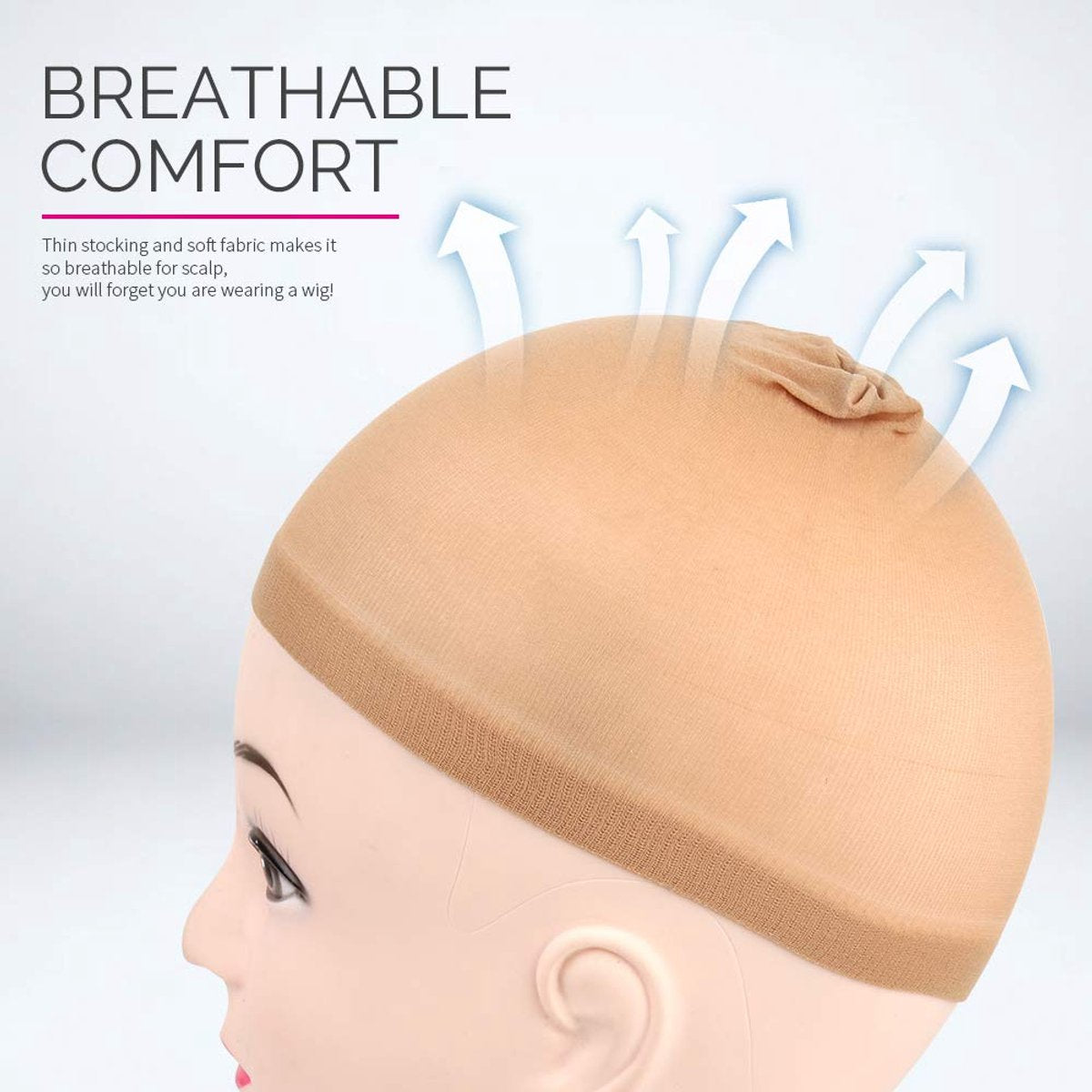 5-piece set - light brown - elastic - wig cap
