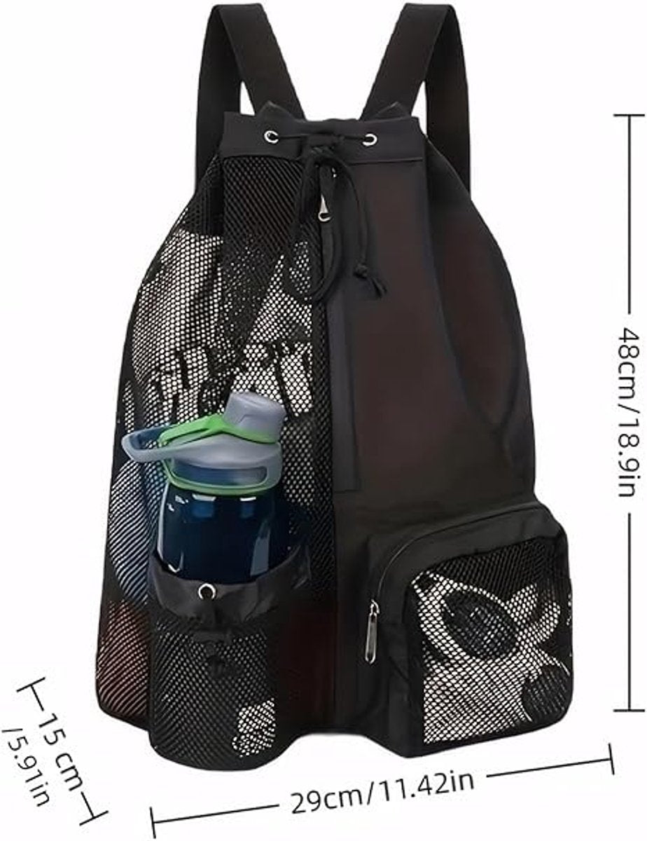 Backpack - Sports Bag - Travel Bag - Training Bag - Swimming Bag - 30*15*45cm - Mesh Material - Drawstring Design - Side Storage Space - Unisex - Suitable for Fitness, Swimming, Travel, Dancing, Camping（Blue）