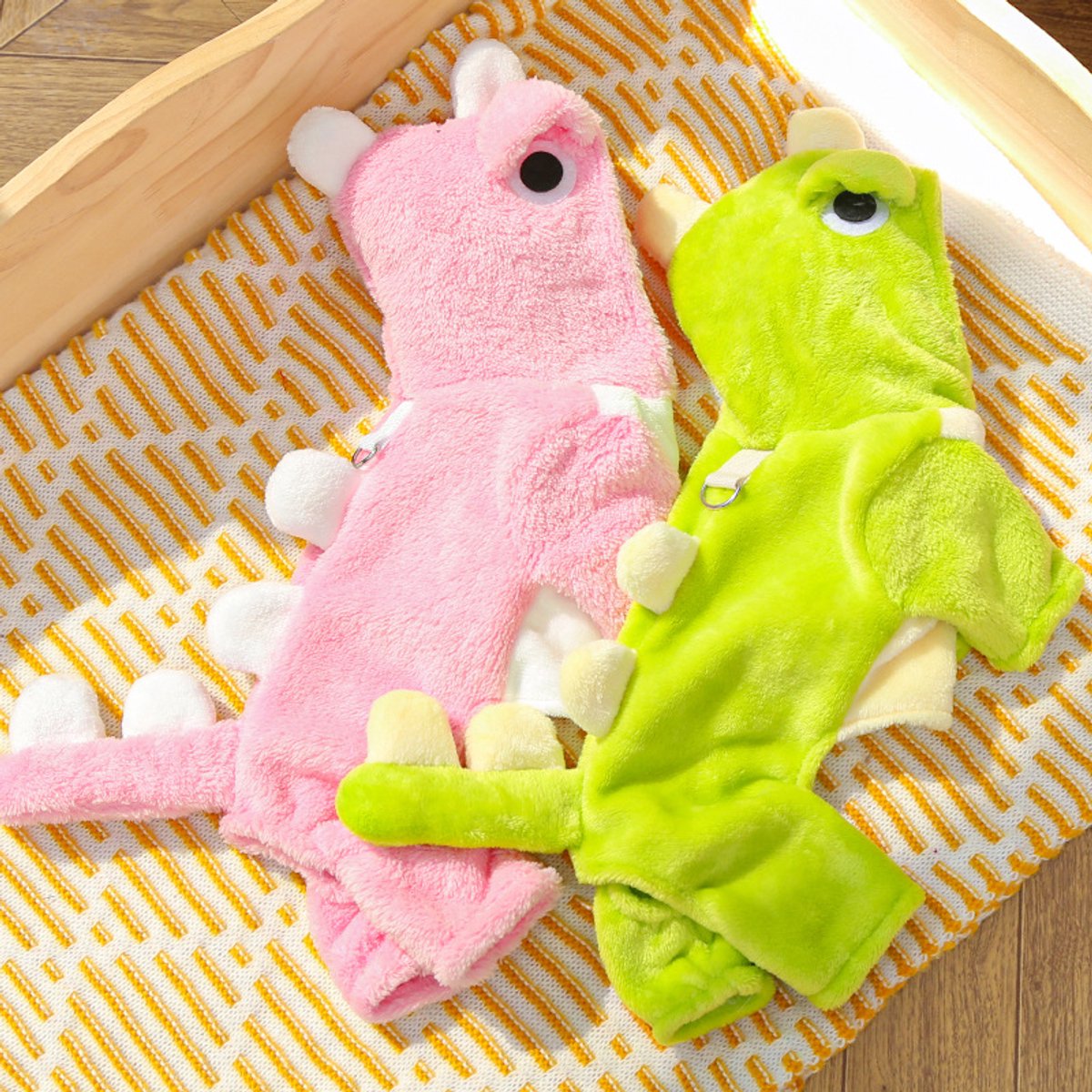 Warm Pet Clothing - Cute Dinosaur Dog Suit - Warm Fleece Pet Clothes for Small Dogs - Green (Size L)