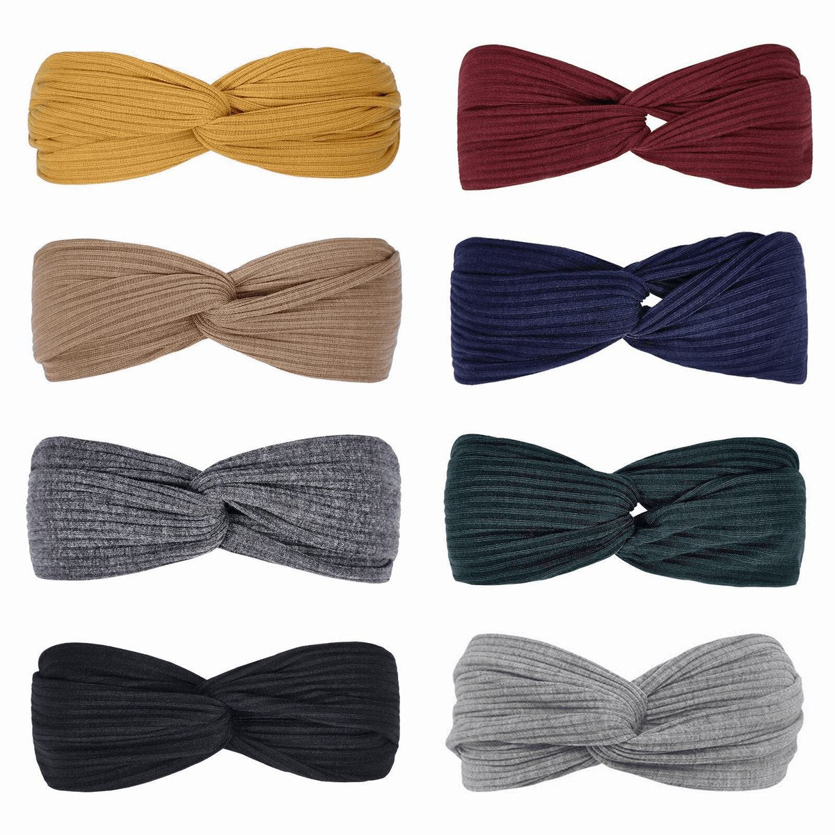 Hairbands - Set of 8 - Women's Hairbands - Twisted Elastic Hairbands - Plain Hairbands - Hair Accessories - Suitable for Girls, Sports and Yoga