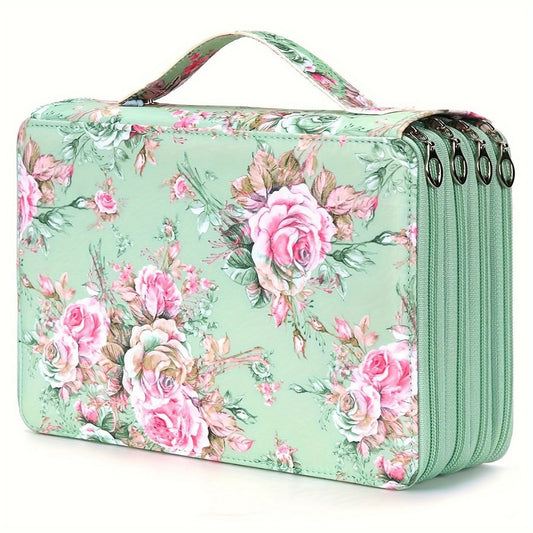Pencil Case - Large Capacity | Colored Pencils | Pencils | Zippered - Three-Layer Pencil Case - Pencil Storage Bag - Holds 120 Pencils - Green