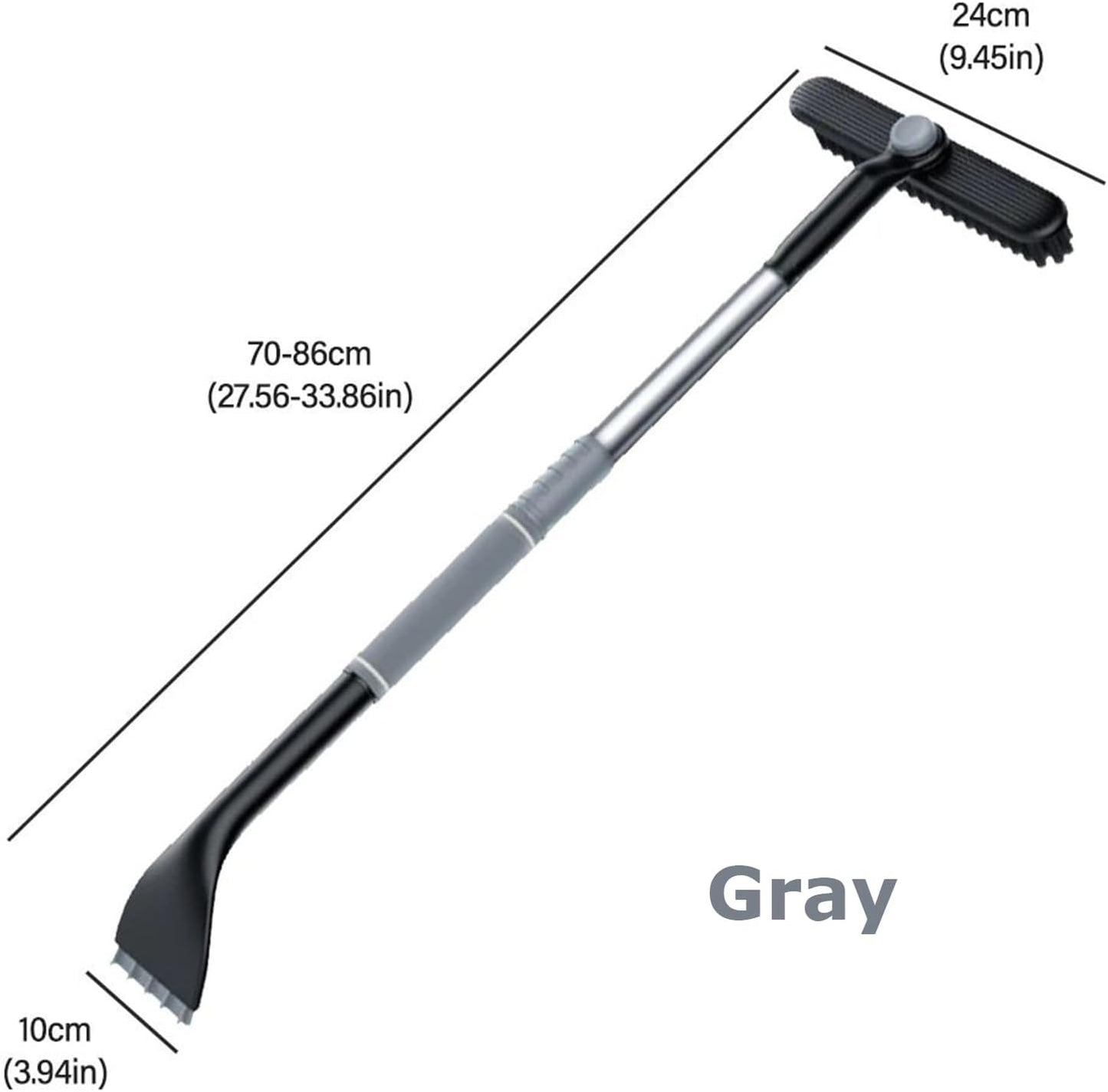 3-in-1 Snow Brush and Ice Scraper for Car Windows - Extendable Snow Remover - 360° Rotating Snow Brush and Ice Scraper with Long Handle (Gray)