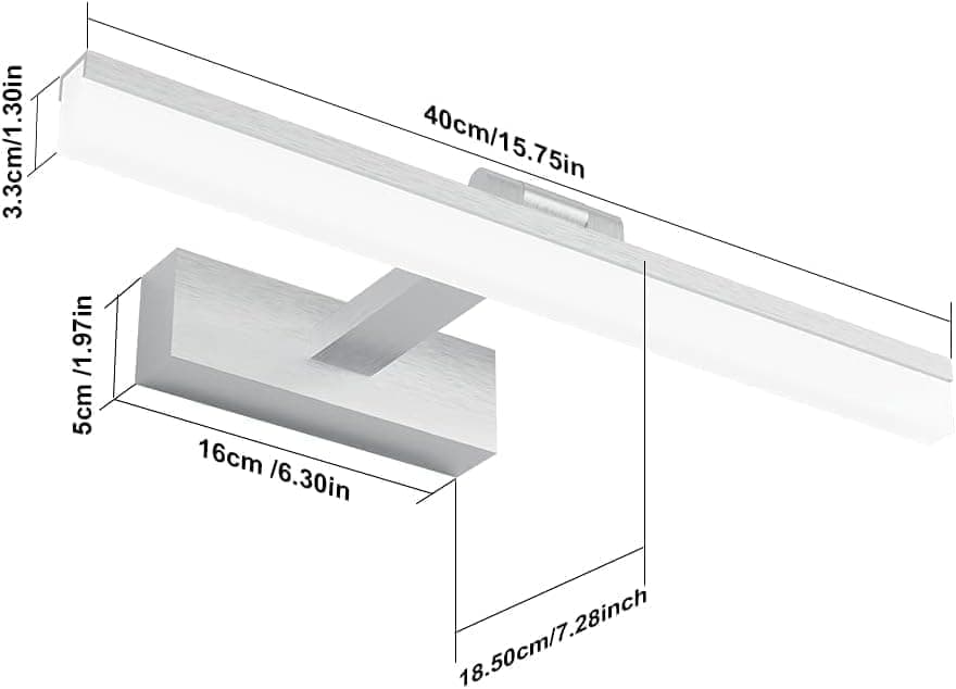 Wall light LED for mirror, wall light 40 cm for bathroom, wardrobe and toilet(Silver)