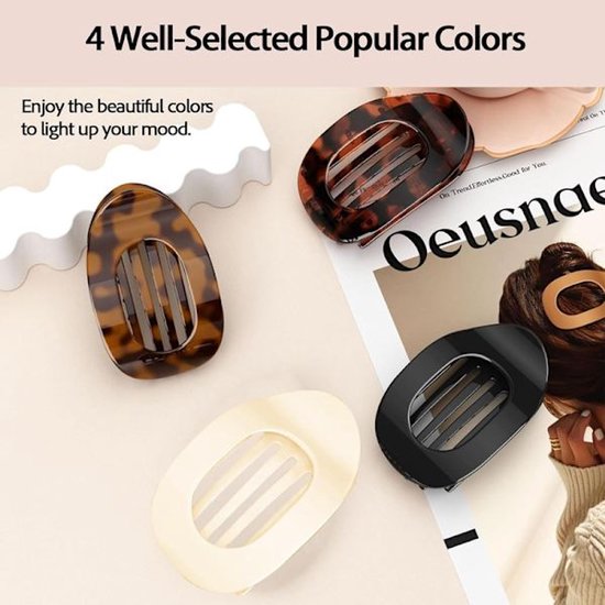 Women's Hair Clips - Curved Design - Perfect for Lying or Running - Matte Finish for a Secure Hold - Suitable for Thin or Thick Hair - 4 Pieces