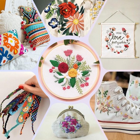 Embroidery thread - Cross stitch thread for adults and beginners - 50 colours embroidery thread - for embroidery and DIY crafts - 8 metres (6 strands) multi-coloured - 50 pieces