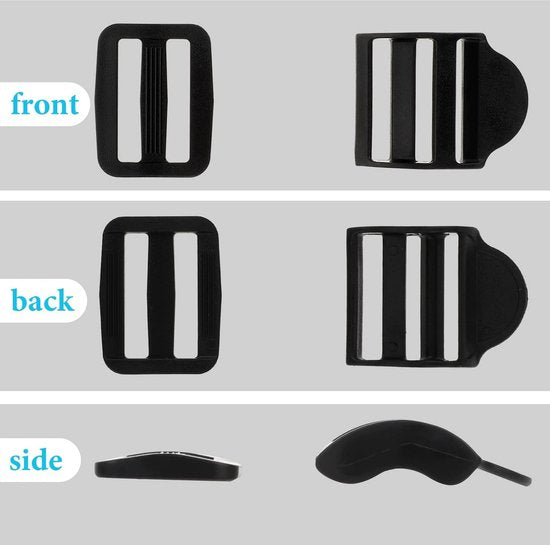 Replacement Backpack Buckles - Set of 5 - Replacement Backpack Buckles - Adjustable - Black Slide Buckles for Backpacks