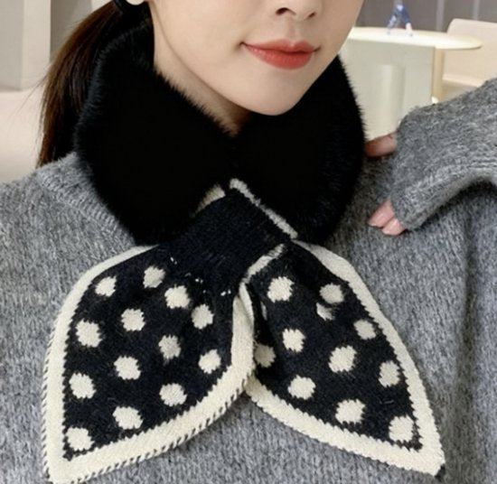Warm scarf for autumn and winter - Soft and comfortable women's scarf with dotted pattern - Fashionable and versatile winter scarf for everyday use（Black）